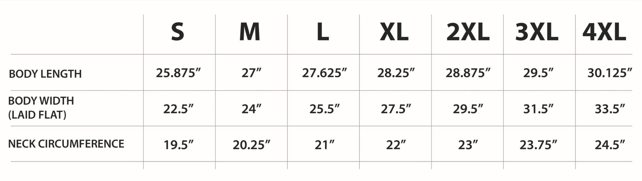 Size guide for FNC Embroidered Packable Puffer Vest