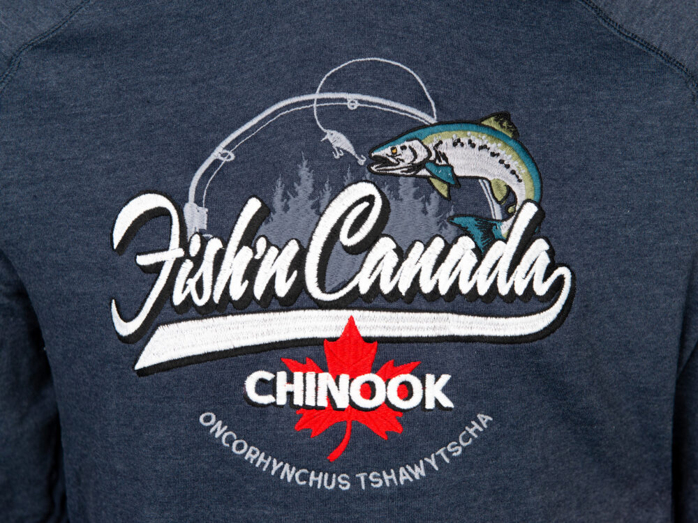 Fish'n Canada Embroidered CHINOOK Hoodie - Denim - Image 3