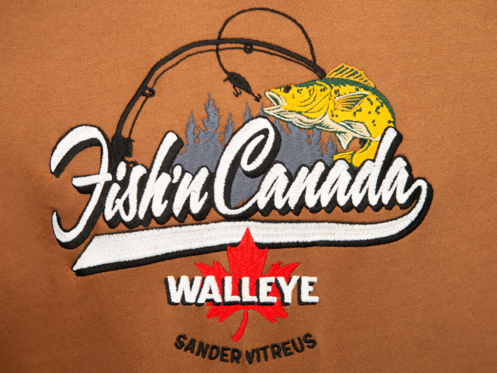 Fish'n Canada Embroidered WALLEYE Hoodie - Caramel - Image 3