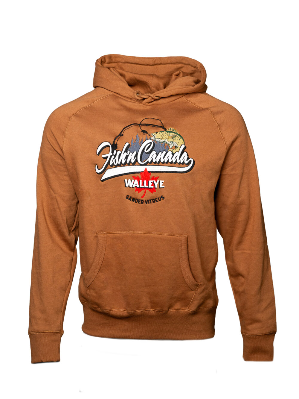 Fish'n Canada Embroidered WALLEYE Hoodie - Caramel